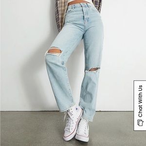 Pacsun Eco Light Blue Distressed Dad Jean